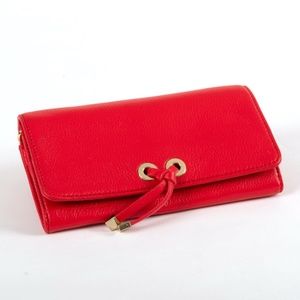 Red Crossbody Clutch in Polished Pebble Leather